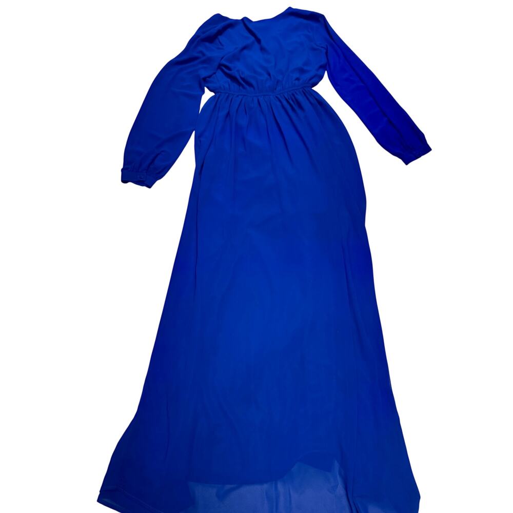 Lulus Wondrous Water Lilies Long Sleeve Maxi Dress Women’s Large Royal Blue - Picture 5 of 16